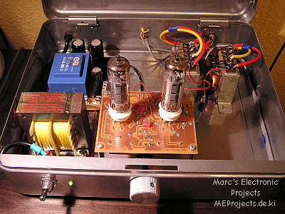 PCL86 Tube Amp in a cash-box.